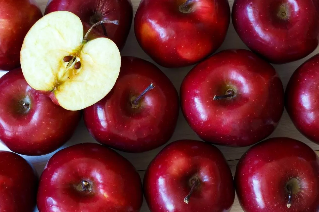 Background of red delicious ripe apples