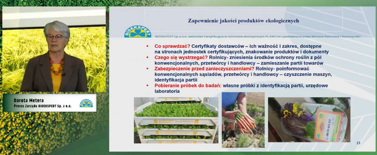Dorota Metera rolnictwo ekologiczne webinar
