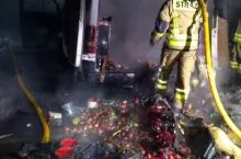 spalił się bus z jabłkami