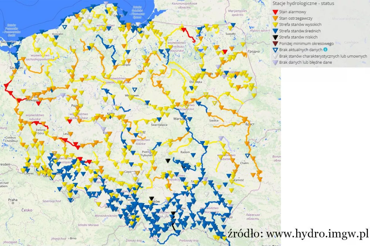 poziom wod gruntowych w rzekach