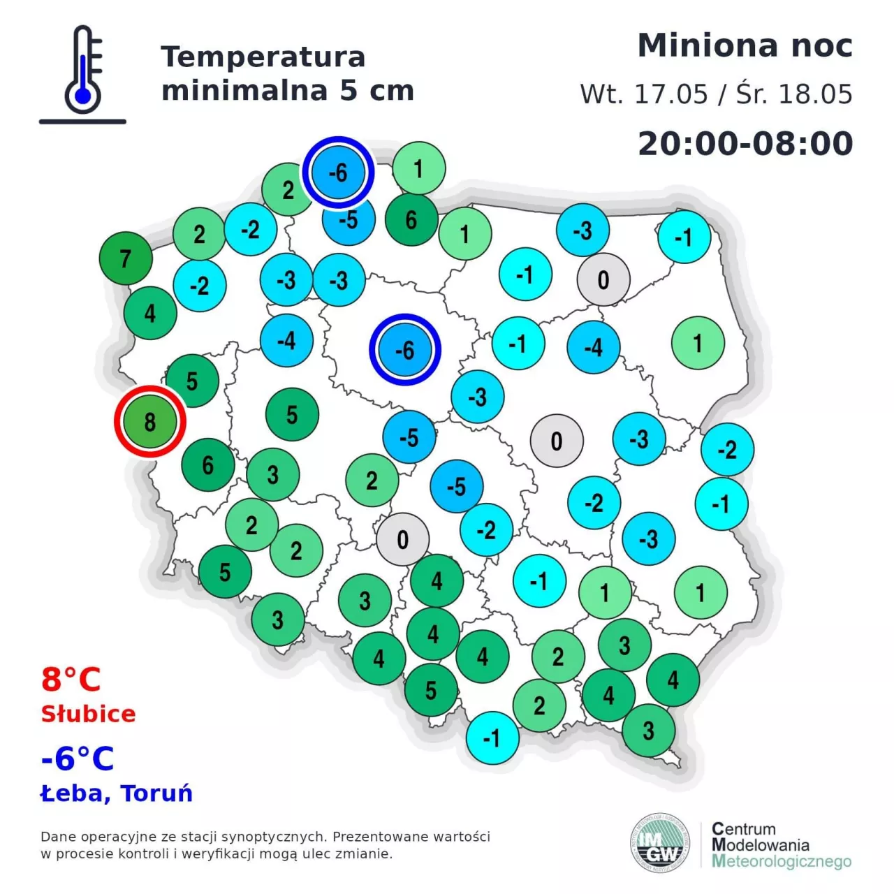 spadki temperatury 18.05.2022